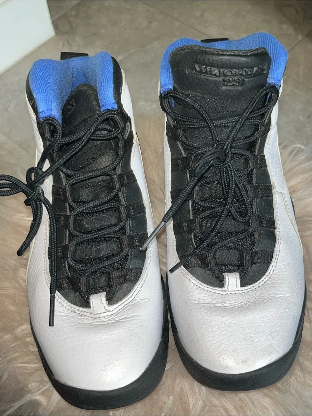 Jordan White, Black & Blue Retro Sneakers